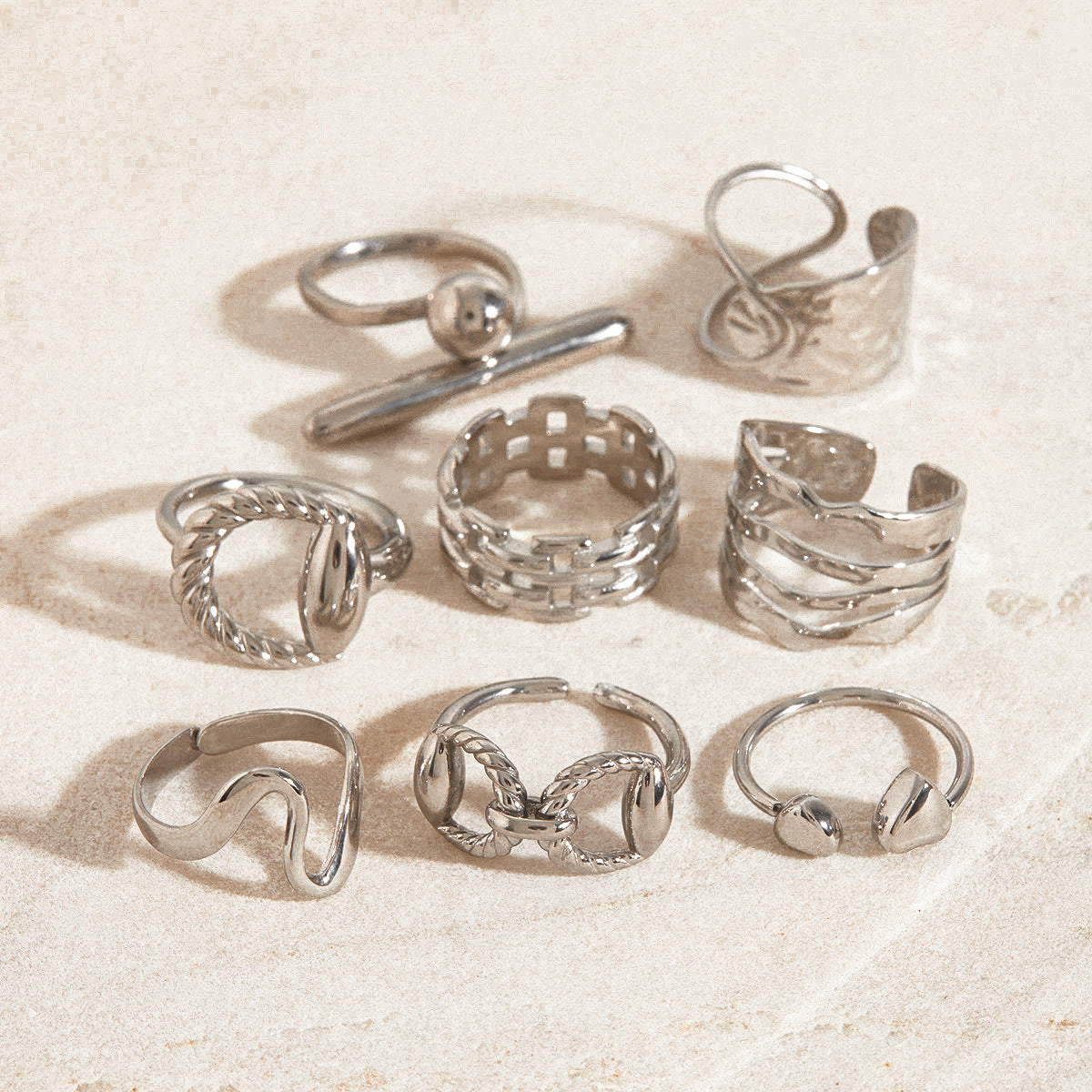 Geometric Plated Stainless Steel Ring for Women
