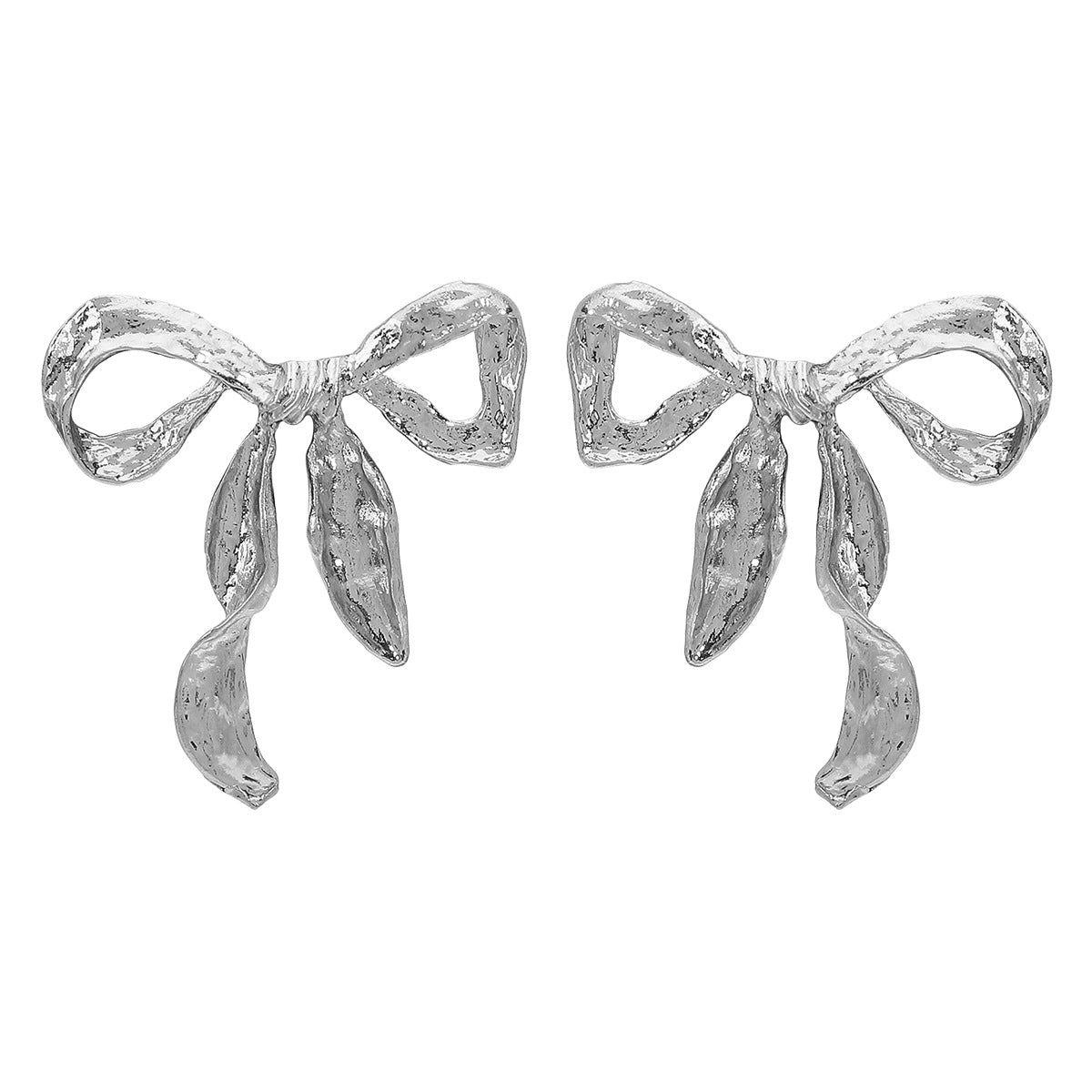 Pendientes Minimalistas de Aleación con Forma de Lazo para Mujer con Acabado Galvanizado