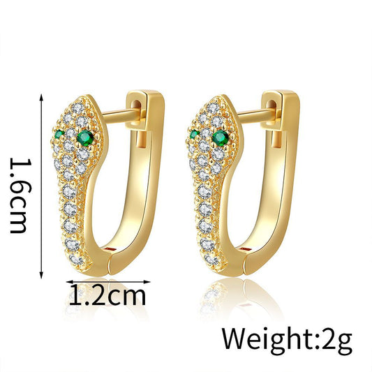 Casual Gold Plated Brass Geometric Earrings with Cubic Zirconia and Stainless Steel Posts