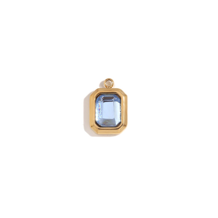 Minimalist Geometric Square Glass Pendant for Women Stainless Steel with 18K Gold Plating