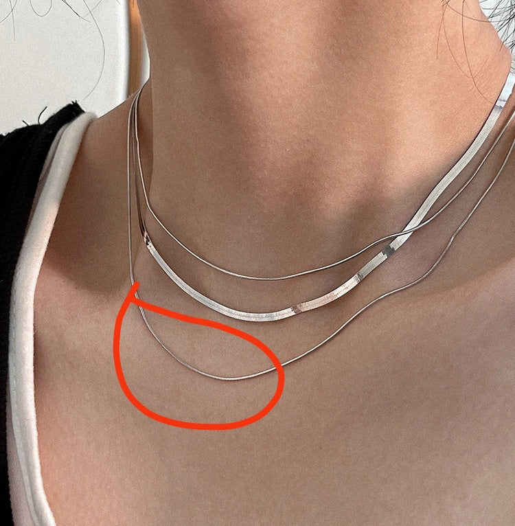 Collar Minimalista de Acero de Titanio en Forma de U para Mujer con Diseño de Cadena de Serpiente, Cadena de Clavícula en Capas Hipoalergénica