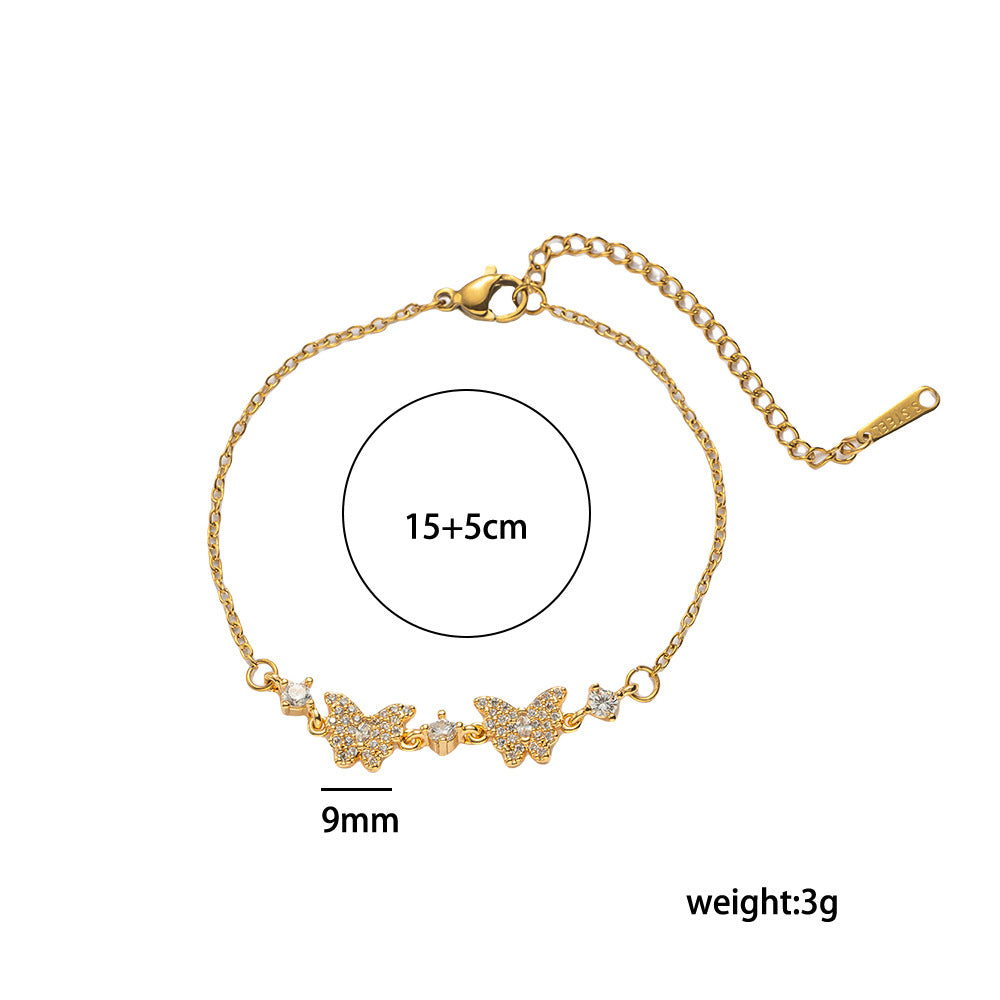 Bracciale vintage di lusso francese regolabile a forma di fiocco con intarsi in zircone e rame placcato in oro 18 carati