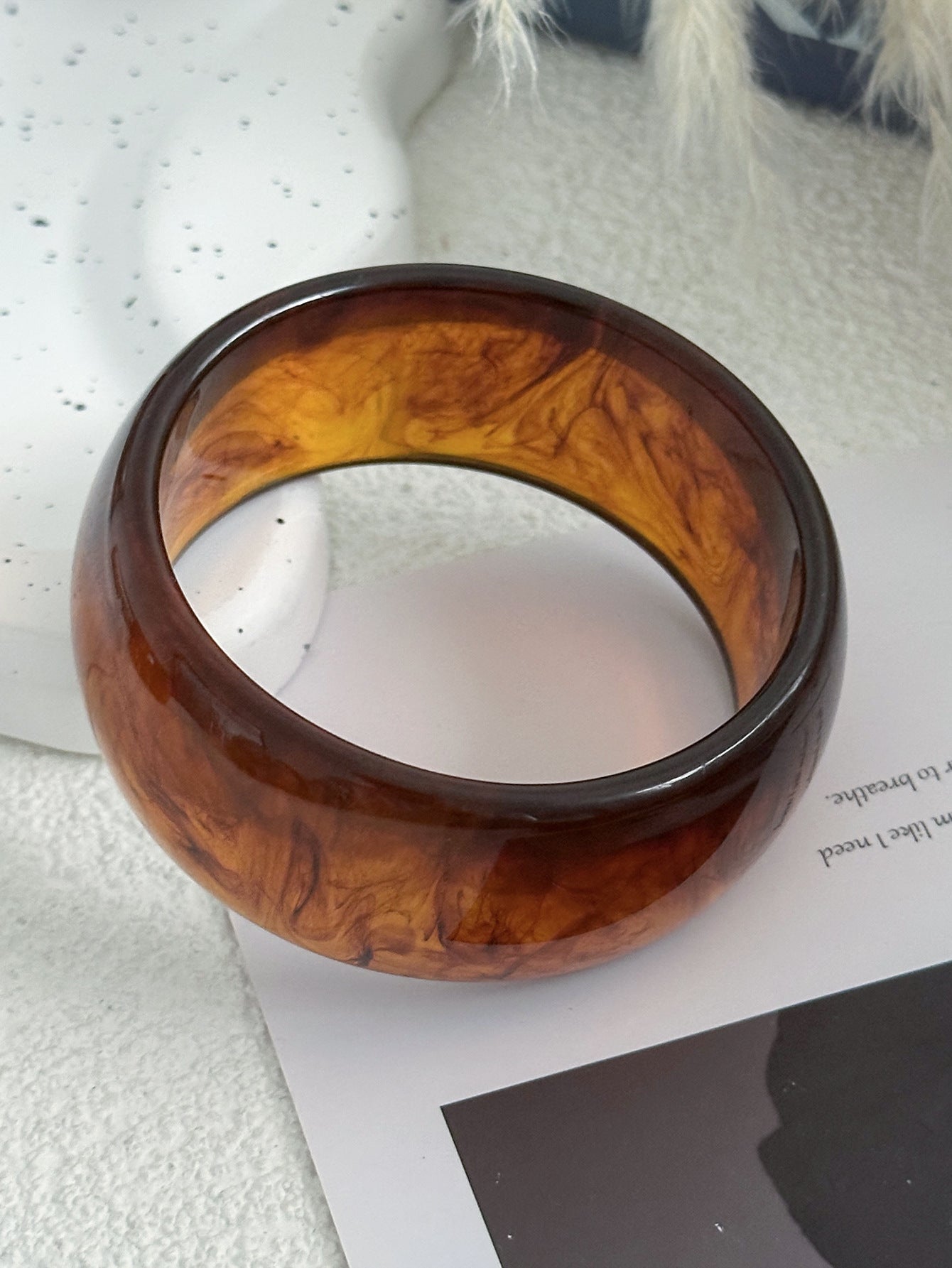 Vintage Geometric Acrylic Drip Oil Bracelet with Abstract Curved Texture