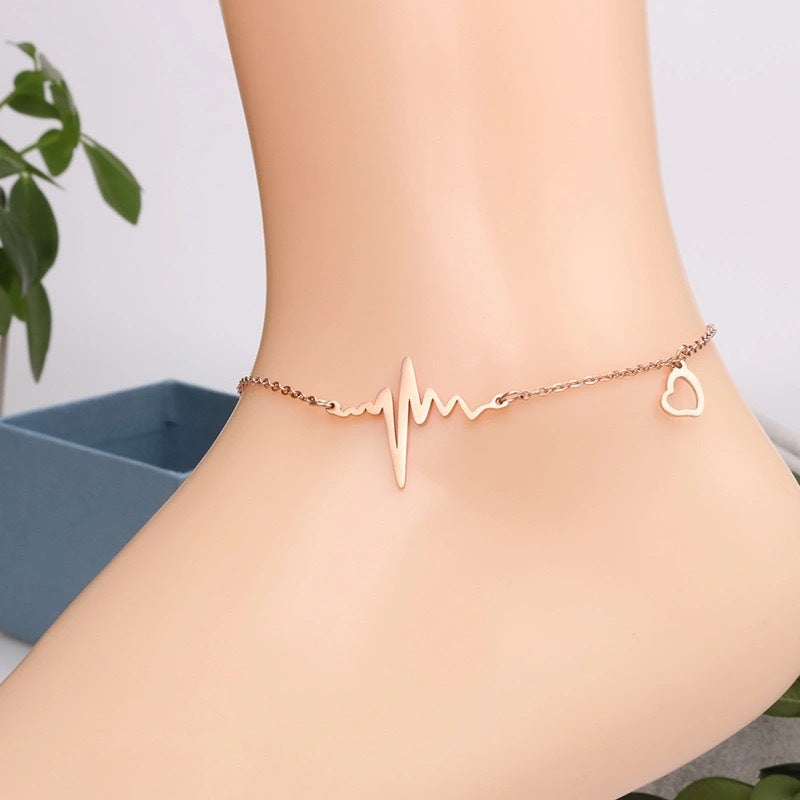 Cavigliera Dolce in Acciaio al Titanio con Design di Ispirazione Coreana per Donne, Accessorio Gioiello da Spiaggia