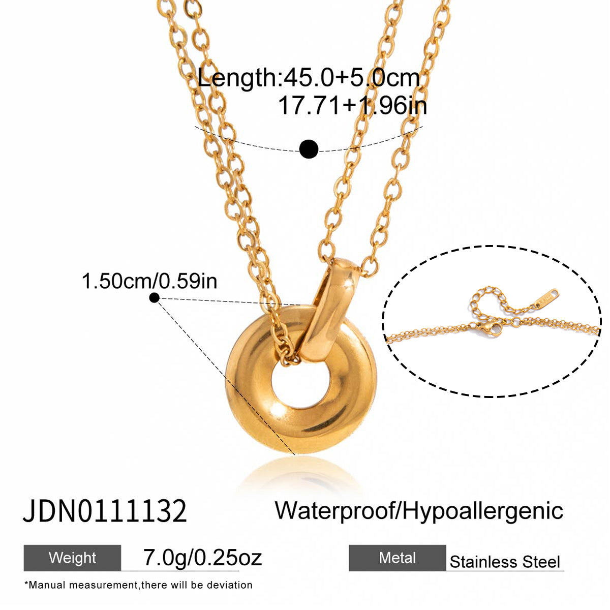 Elegant Round Geometric Stainless Steel and Titanium Steel Plated Necklace and Bracelet Set for Women with Cable Chain