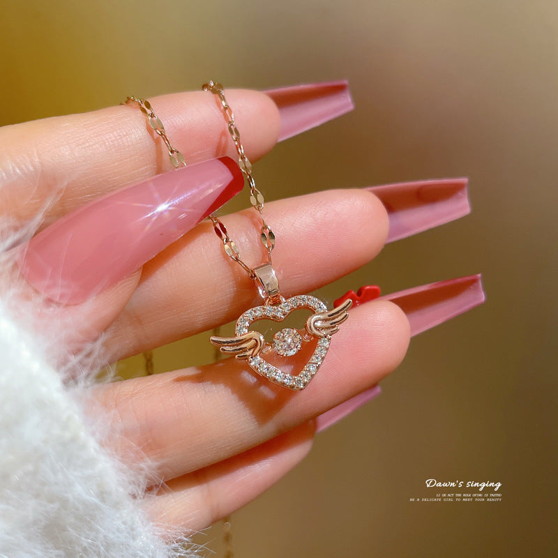 Collar con colgante de diamantes de imitación, geométrico y minimalista, de acero de titanio para mujer, cadena irregular, acabado chapado