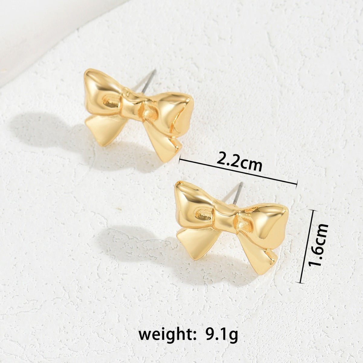 Pendientes Minimalistas de Aleación con Forma de Lazo y Baño de Oro para Mujer, Pendientes de Estilo Dulce y Fresco