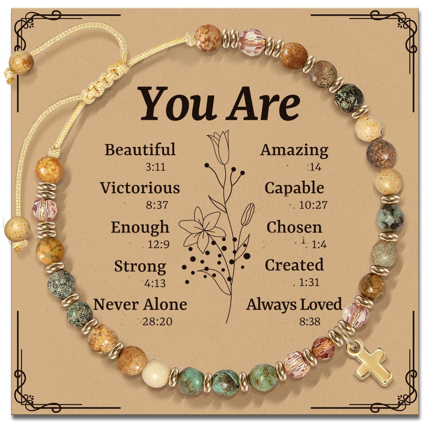 Minimalist Natural Agate Cross Pendant Bracelet for Women
