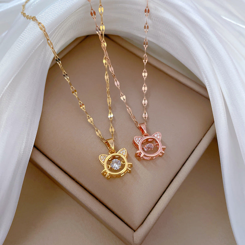 Collana con ciondolo geometrico di lusso con strass per donna e uomo in acciaio inossidabile