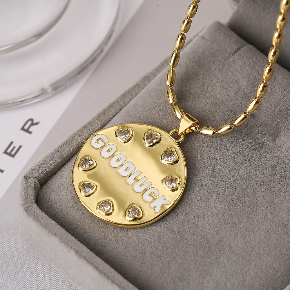 Minimalist Geometric Circle Pendant Necklace for Women in Brass with Real Gold Plating Good Luck Design