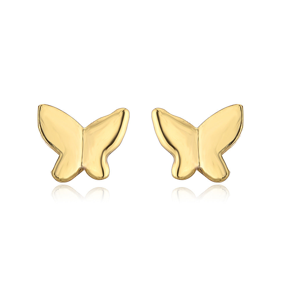 Butterfly-Shaped Geometric Stud Earrings for Women in Copper with 18K Gold Plating and Zircon Inlay