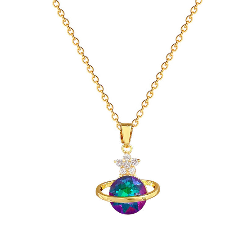 Collana con ciondolo minimalista a stella e galassia da donna, catena a medaglione in acciaio inossidabile con intarsi in strass e design geometrico