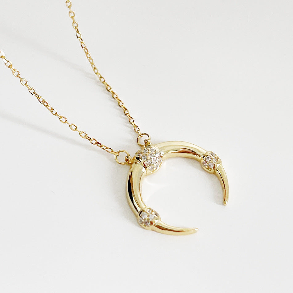 Collar de luna con diamantes de plata de ley 925
