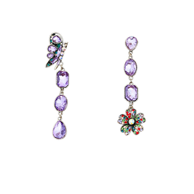 Orecchini a perno vintage in lega a forma di goccia con intarsio in strass e perni in acciaio inossidabile da donna