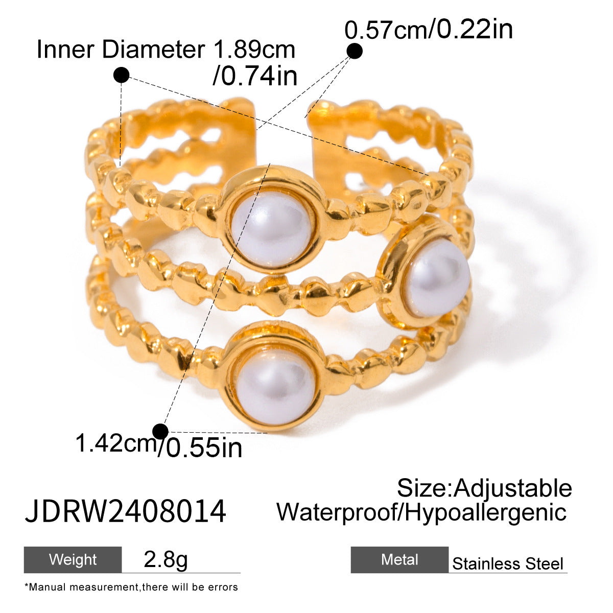 Anillo Geométrico de Acero Inoxidable con Incrustaciones de Piedra Natural Chapado para Mujer Joyería Moderna y Elegante