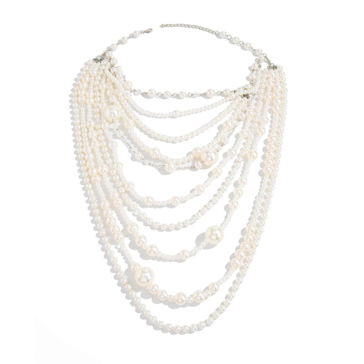 Luxury Elegant Handmade Multi-Layer Alloy Body Chain with Round Imitation Pearl Beads