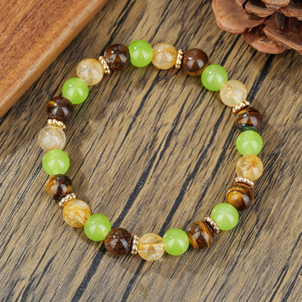 Round Agate Beaded Bracelet