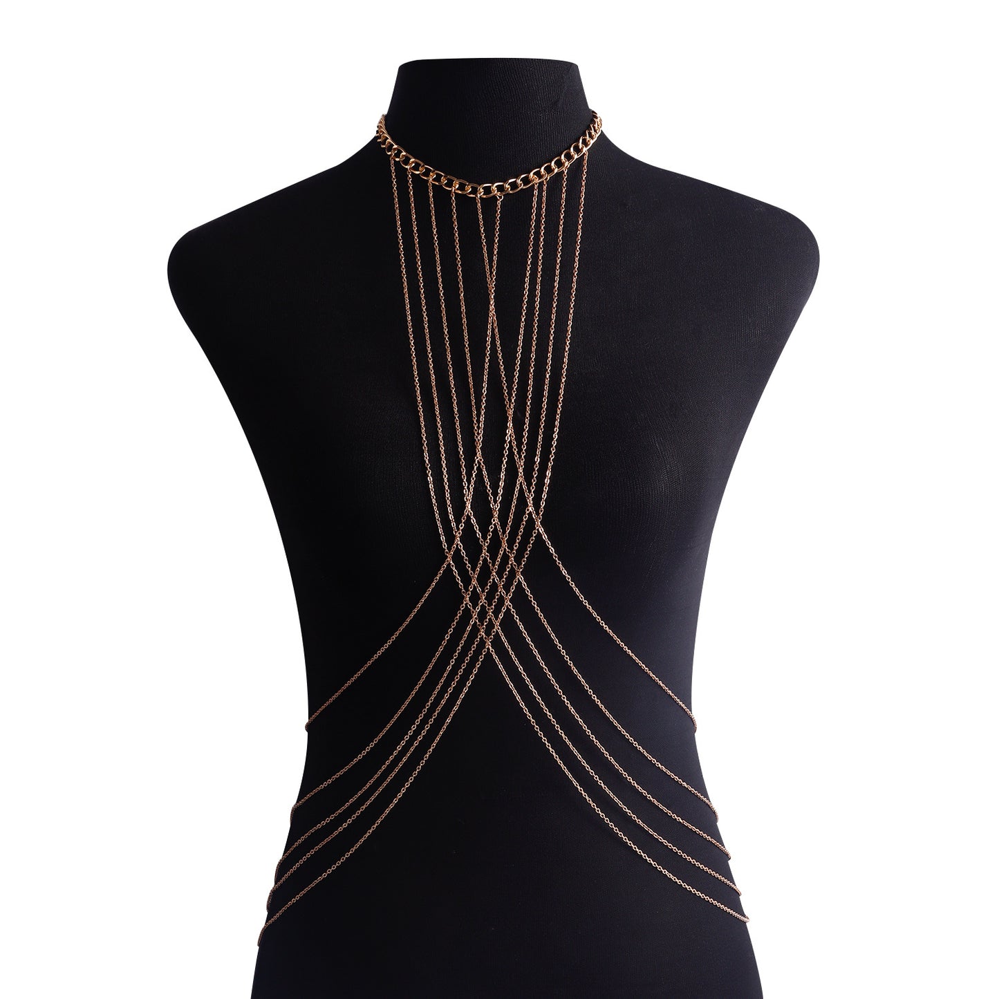 Punk Style Multi-Layer Crossbody Metal Body Chain for Women with Adjustable Length
