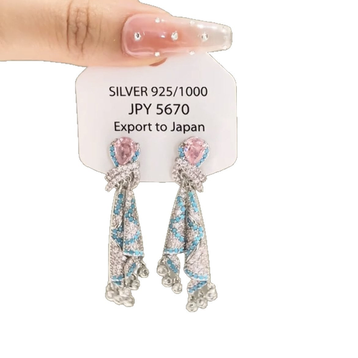 Orecchini Minimalisti ed Eleganti a Goccia con Intarsio di Strass in Rame Placcato e Perni in Acciaio Inossidabile da Donna