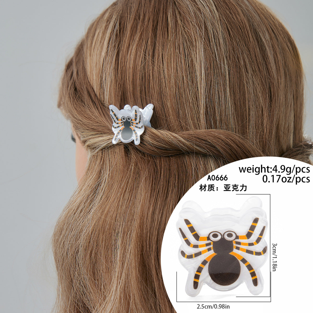 Fermaglio Gotico di Halloween con Fantasma e Ragnatela, Fermaglio in Acrilico per Capelli da Donna, Accessorio Festivo in Stile Punk-Chic