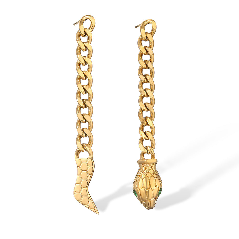 Collar Minimalista de Acero de Titanio con Forma de Serpiente y Baño de Oro de 18K para Mujer