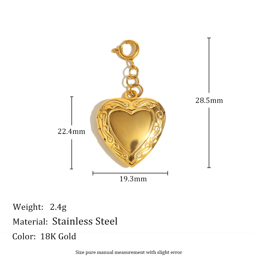 Geometric Heart Pendant with Spring Clasp in Stainless Steel Plated with 18K Gold for Fashionable Office Wear