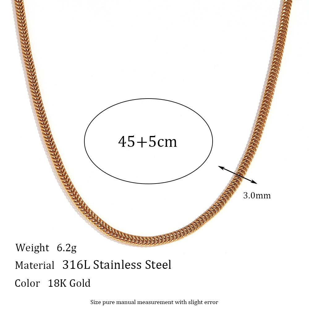 Minimalist 18K Gold Plated Titanium Steel Box Chain Necklace Geometric Blade Design for Women
