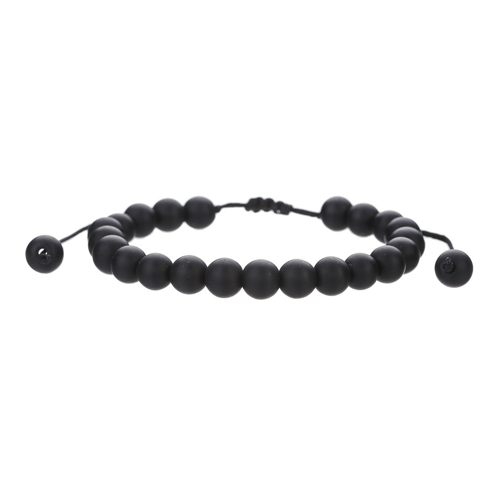 Geometric Round Tiger Eye Volcanic Stone Beaded Bracelet Unisex