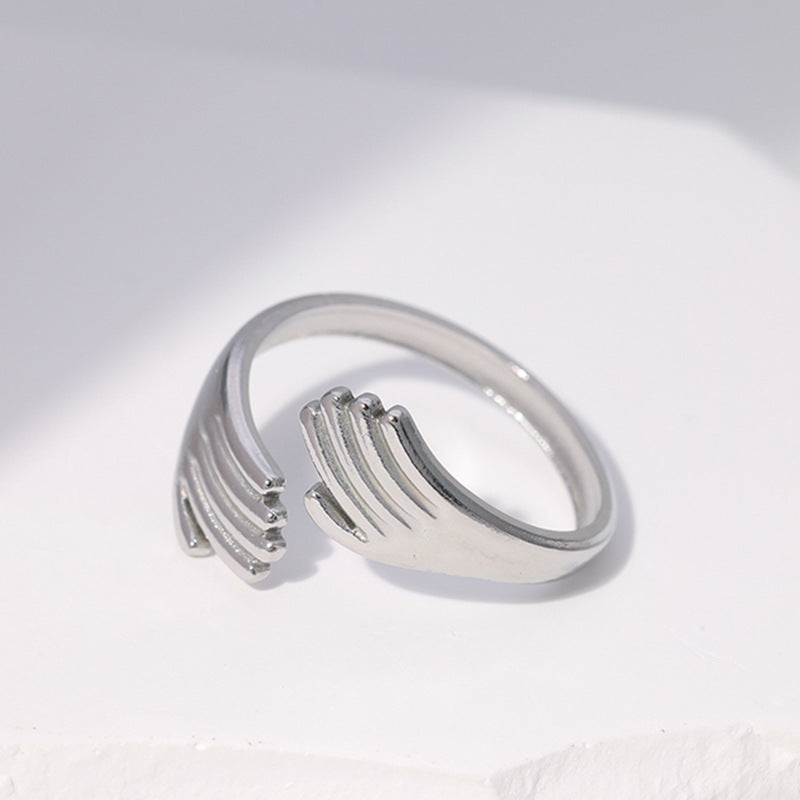 Anello Aperto Regolabile in Acciaio Inossidabile con Finitura Lucida per Uomo e Donna, Stile Fascia Geometrica Minimalista