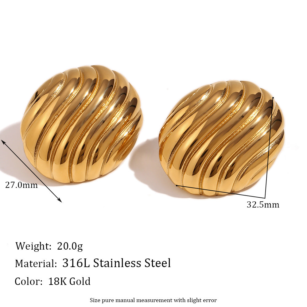 Fashionable Minimalist Geometric Hoop Earrings for Women Stainless Steel with 18K Gold Plating