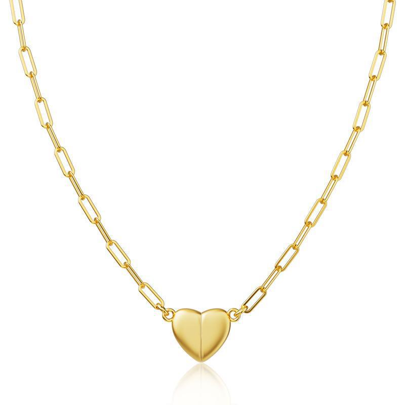 Minimalist Heart Pendant Stainless Steel Plated Cable Chain Necklace for Women