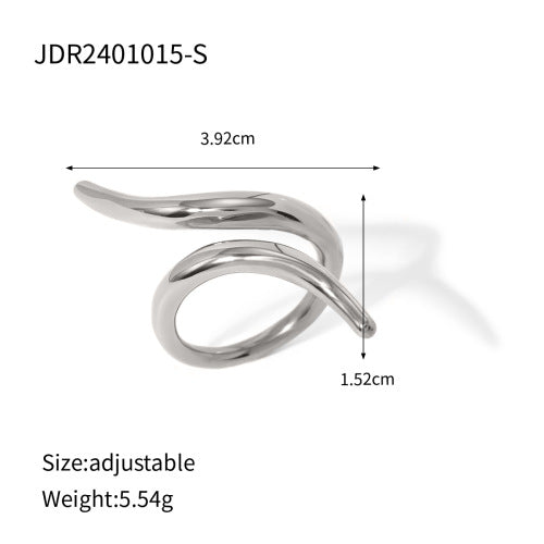 Geometric Plated Stainless Steel Open Ring for Women