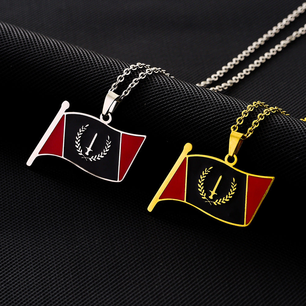 Collana con Pendente Geometrico Minimalista in Acciaio Inox con Pendente in Acciaio al Titanio e Finitura Galvanizzata per Uomo e Donna