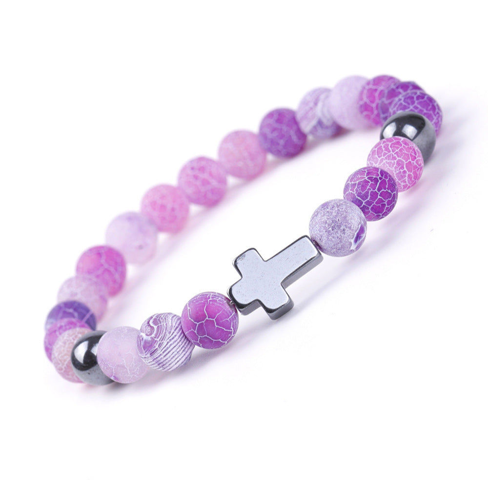 Sweet Geometric Agate Beaded Bracelet Unisex Elastic String