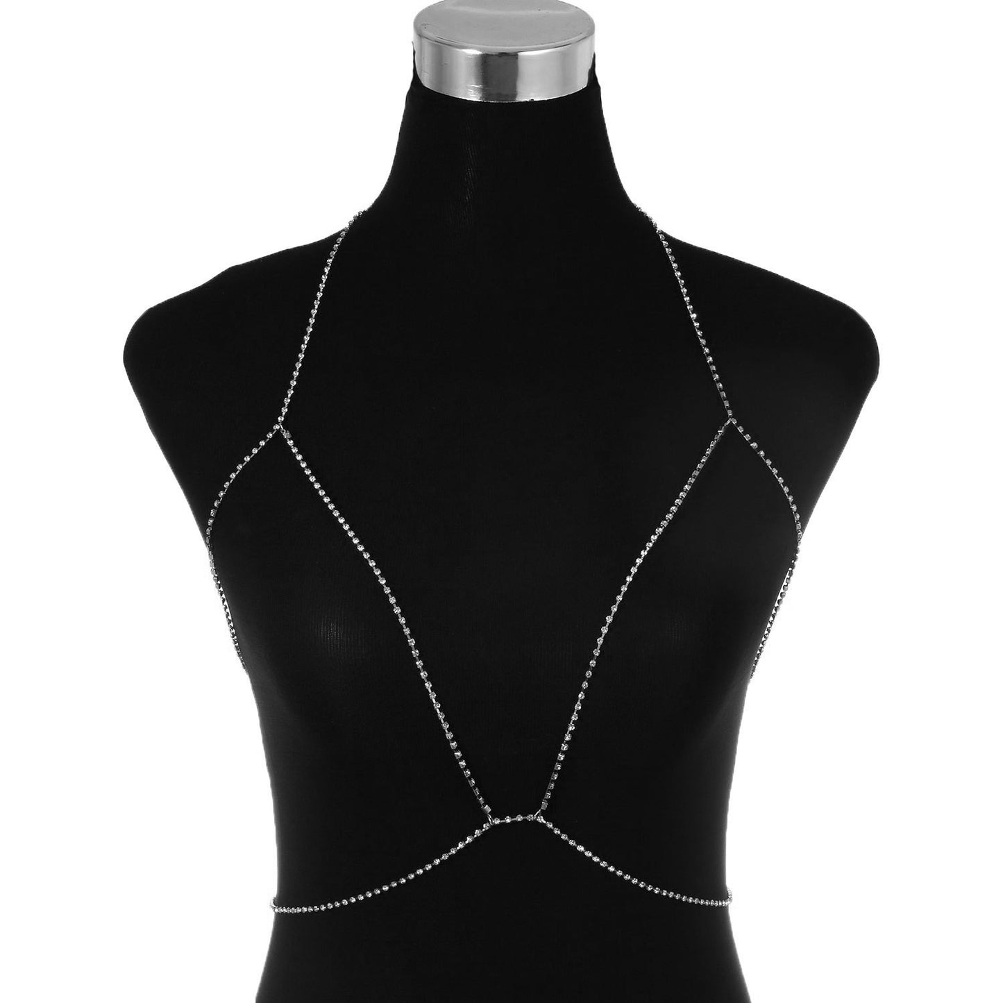 Punk Minimalist Alloy Geometric Rhinestone Body Chain for Women