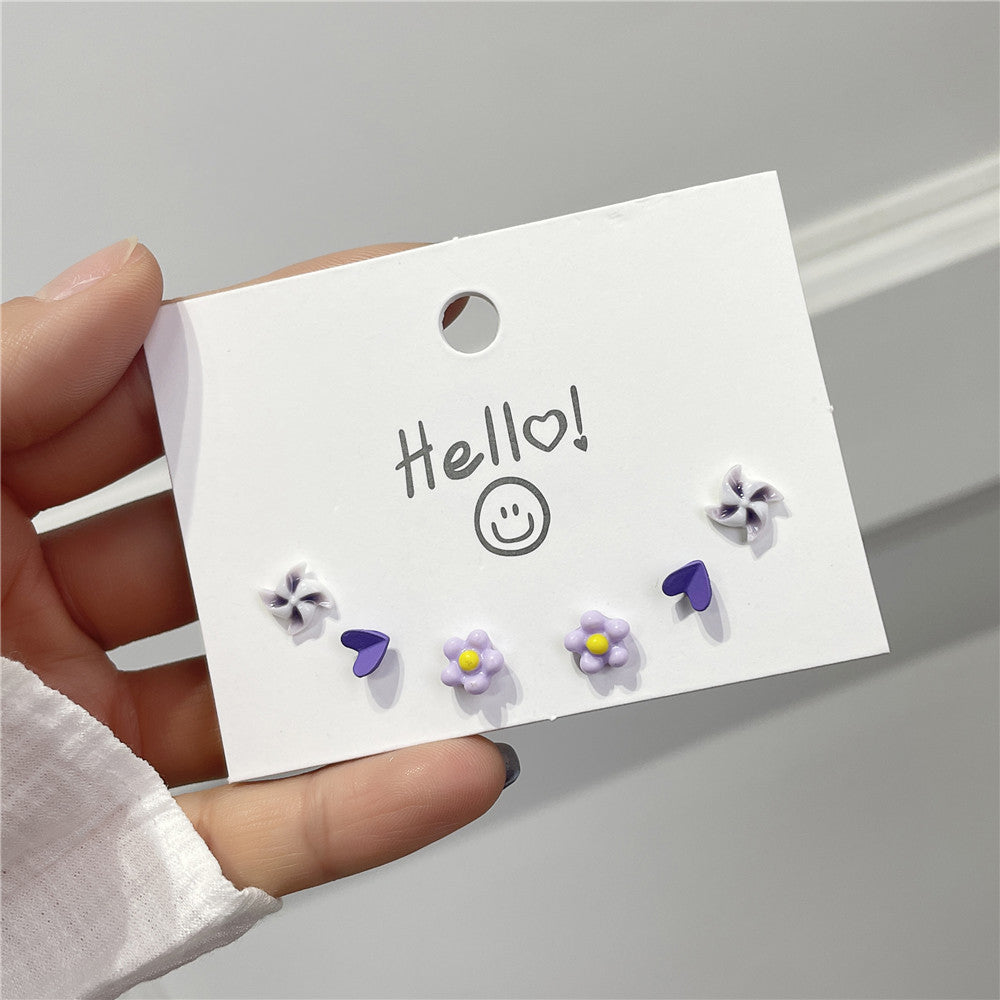 Minimalist Sweet Cartoon Heart 925 Sterling Silver Ceramic Plated Earrings