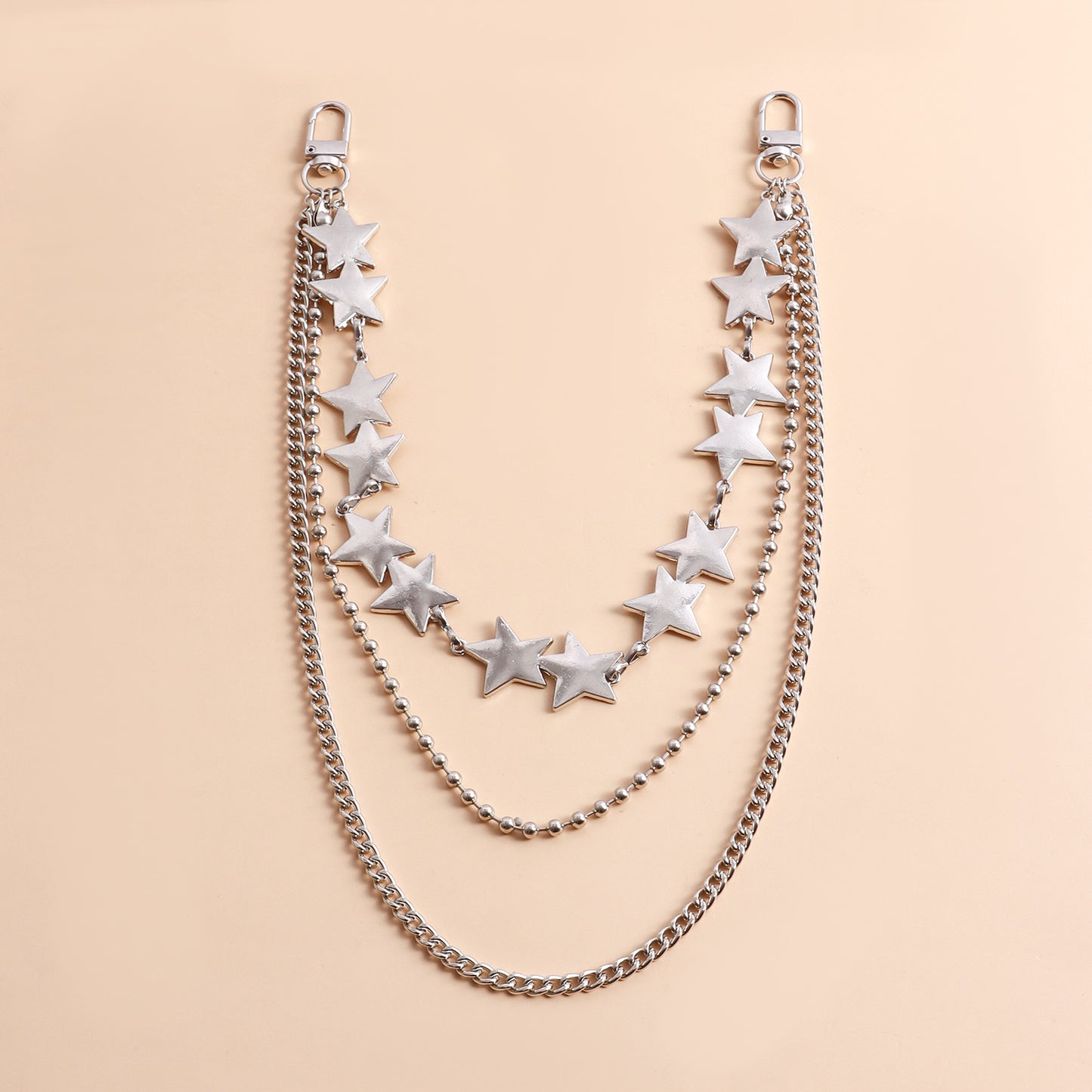 Retro Punk Style Metal Waist Chain for Women with Multi-Layer Stackable Design, Casual Denim Accessory