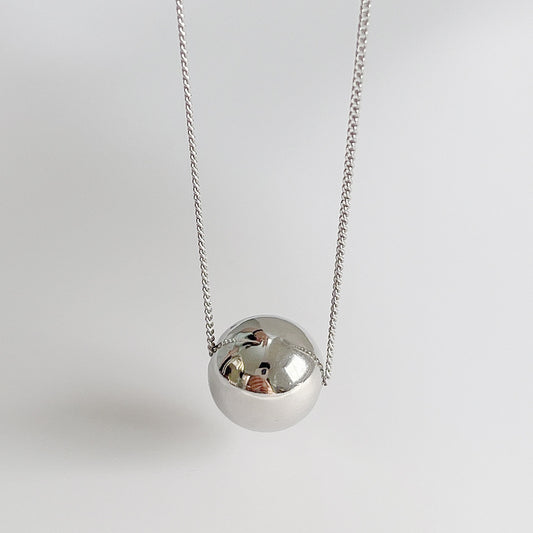 Collar con colgante de bola redonda geométrica de plata de ley S925, joyería moderna y minimalista para mujer
