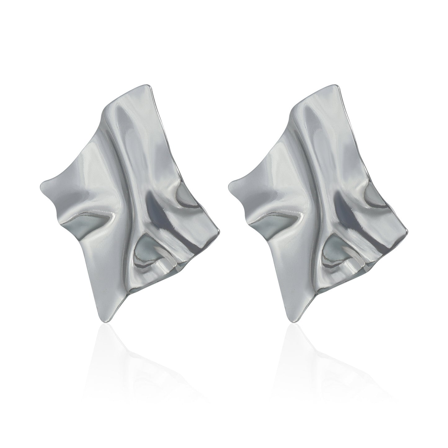Pendientes llamativos de metal pulido, geométricos, irregulares y estilo vintage para mujer