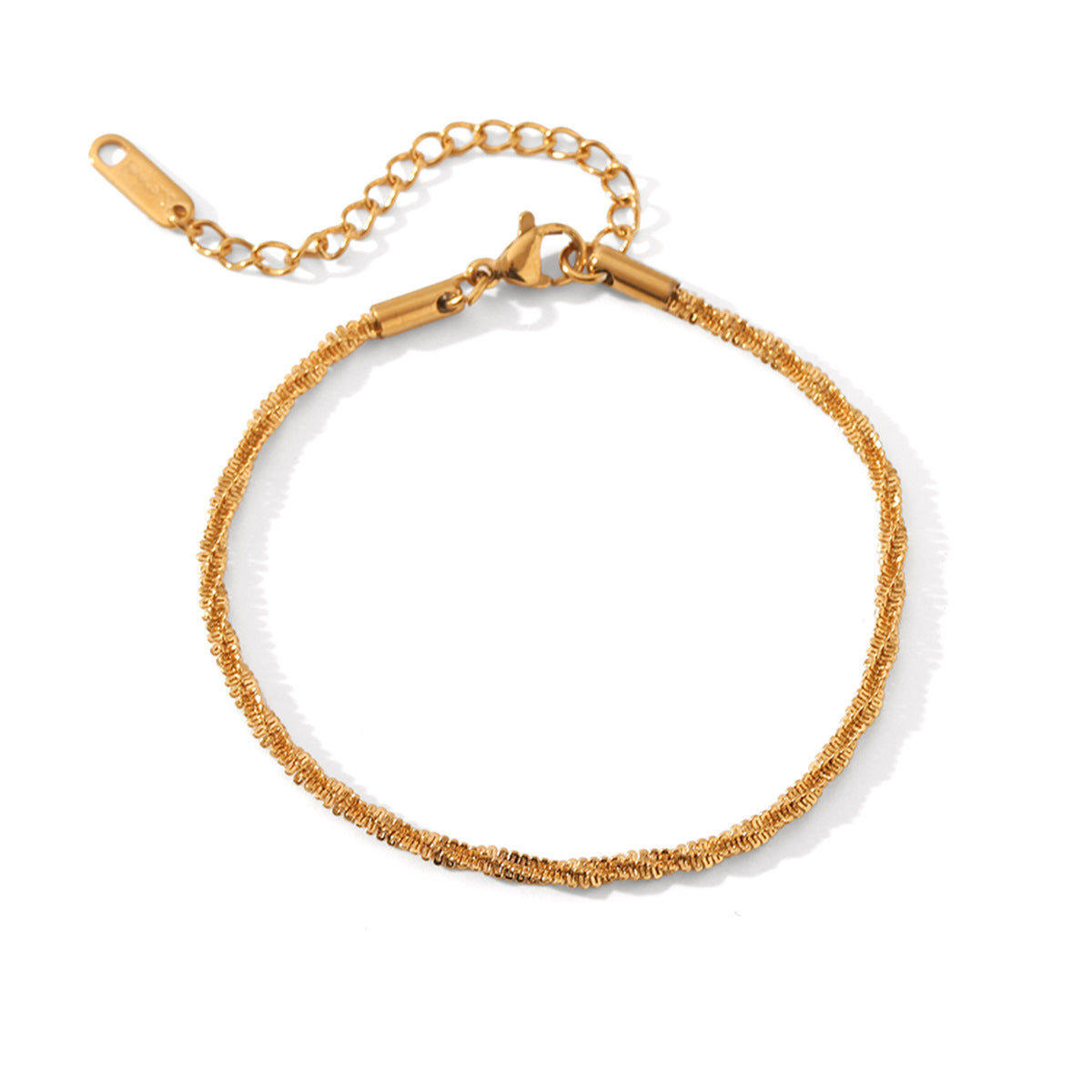 Bracciale in acciaio inossidabile geometrico stile INS con catena a corda ritorta, catena a lama, catena Figaro e catena Snake placcate in oro 18 carati
