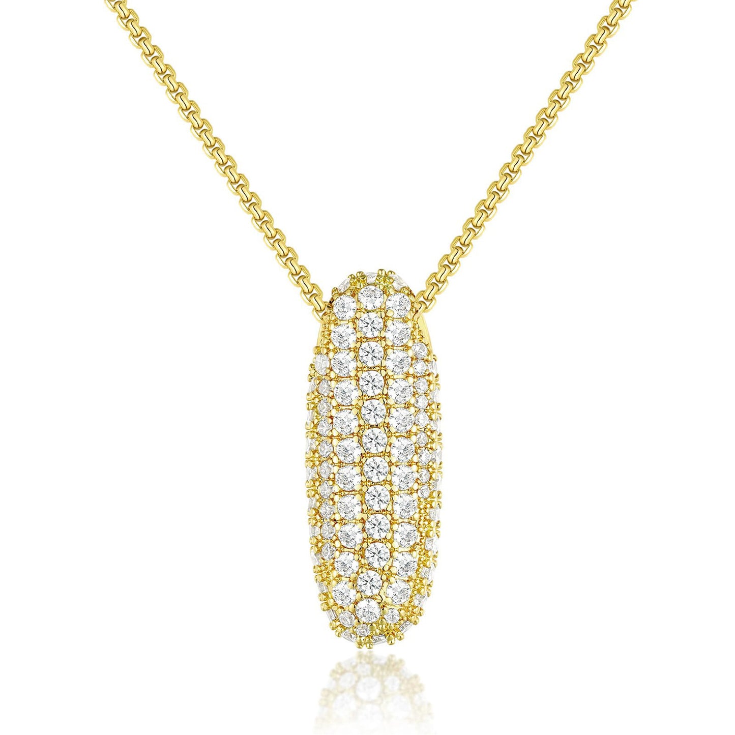 Luxury Elegant Gold Silver Plated Brass Letter Pendant Necklace with Cubic Zirconia for Women