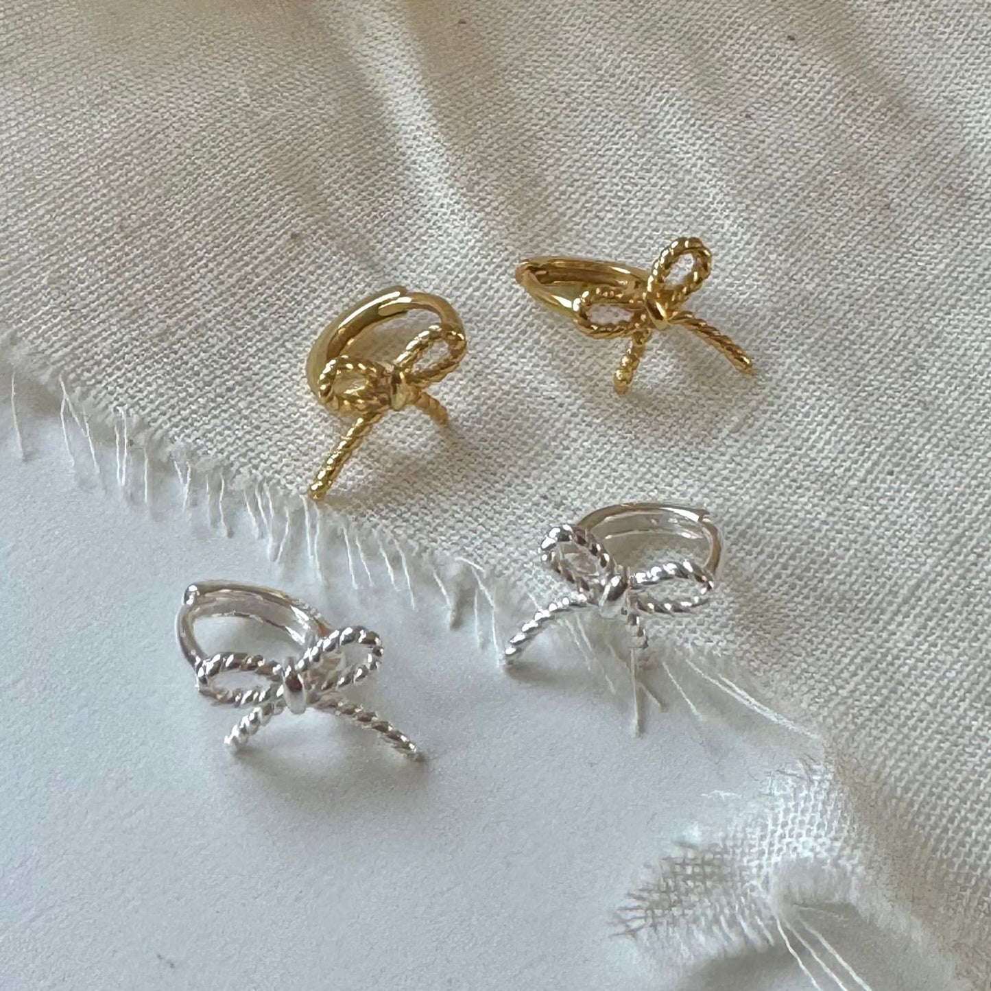 Minimalist Bow Knot Earrings in 925 Sterling Silver with Plated Finish for Women