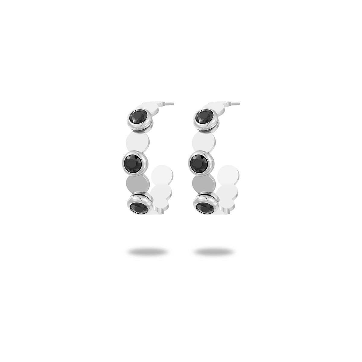 Pendientes de Acero Inoxidable Geométricos de Moda para Mujer con Chapado en Oro de 18K e Incrustaciones de Zirconia
