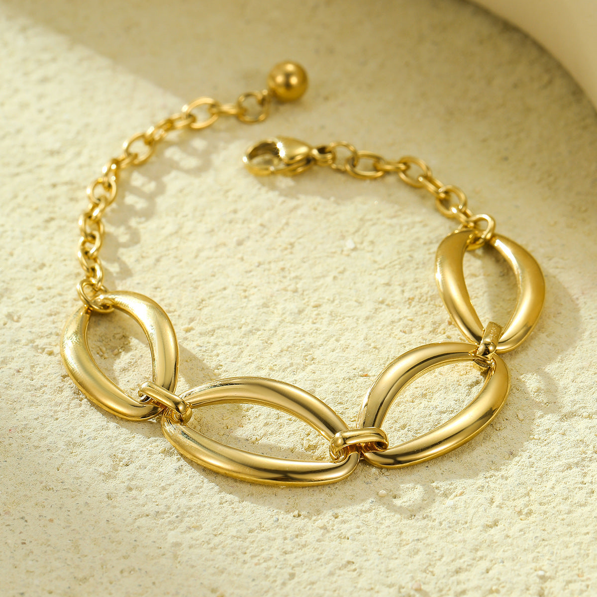 Conjunto de collar de acero inoxidable chapado con óvalos geométricos minimalistas para mujer