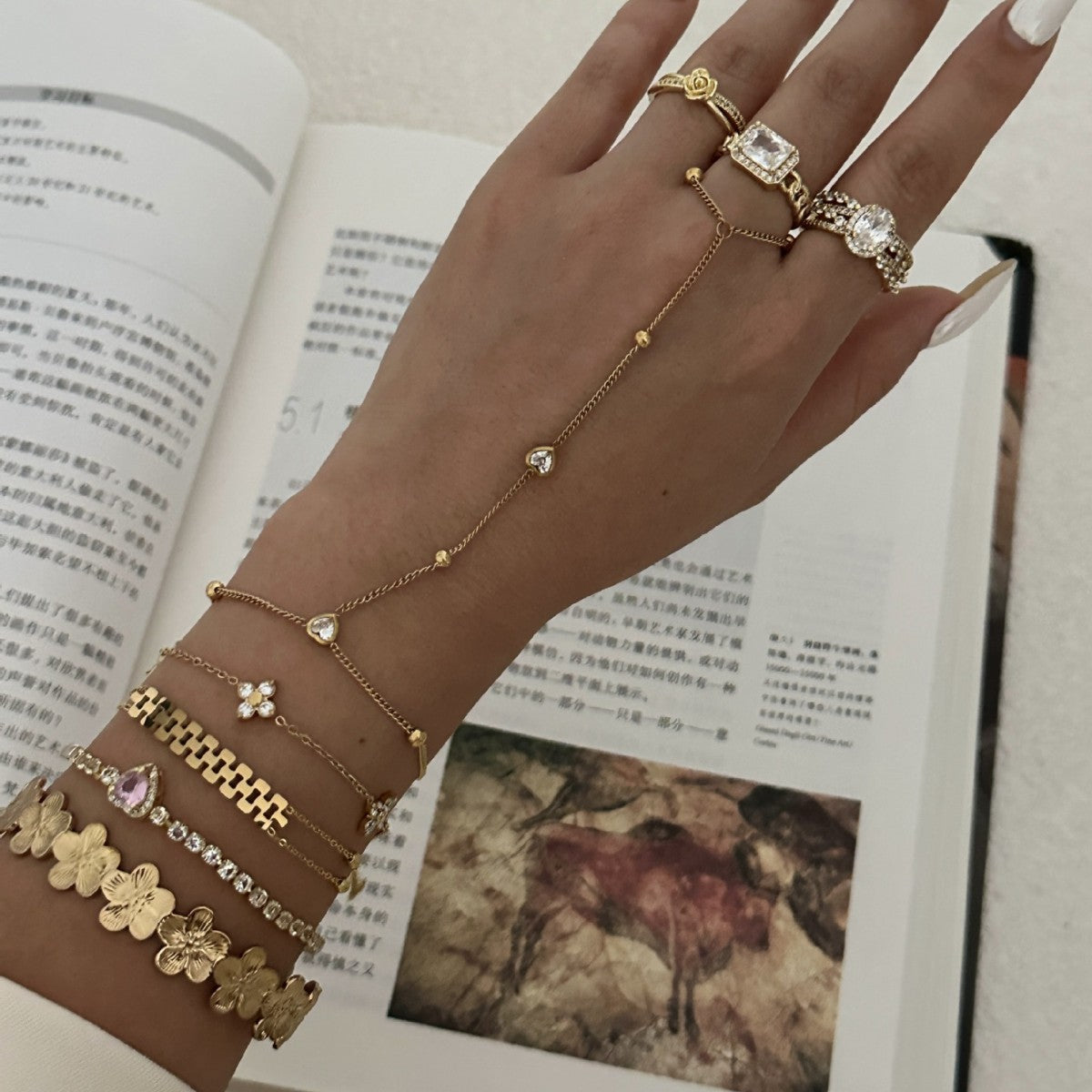 Minimalist Elegant Geometric Plated Stainless Steel Multi-Layer Bracelet for Women
