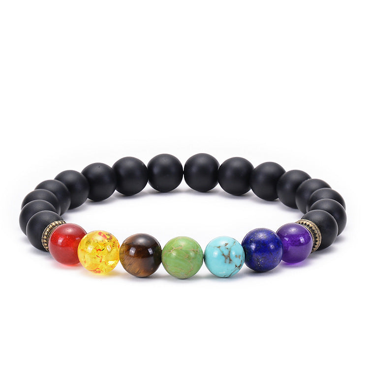 Natural Agate Lava Stone Beaded Bracelet Round Geometric Unisex Yoga Jewelry