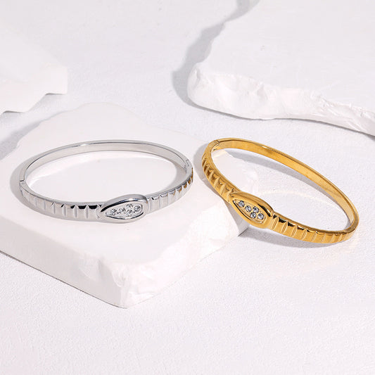 Minimalist Gold Plated Oval Geometric Titanium Steel Bracelet for Women