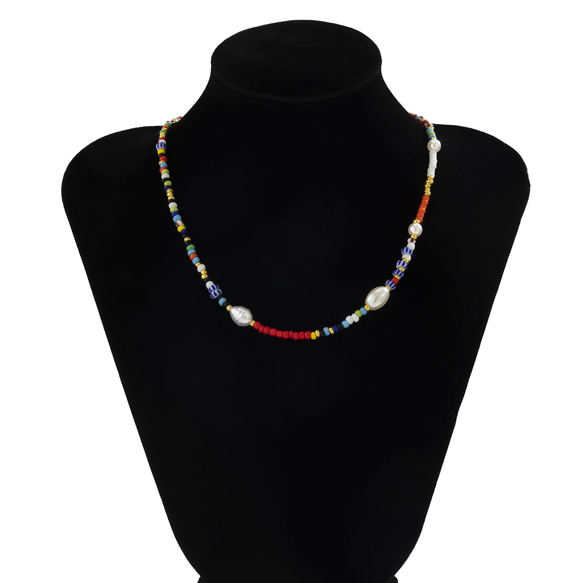 Collana con perle d'imitazione geometriche minimaliste da donna con catena a sfere rotonde