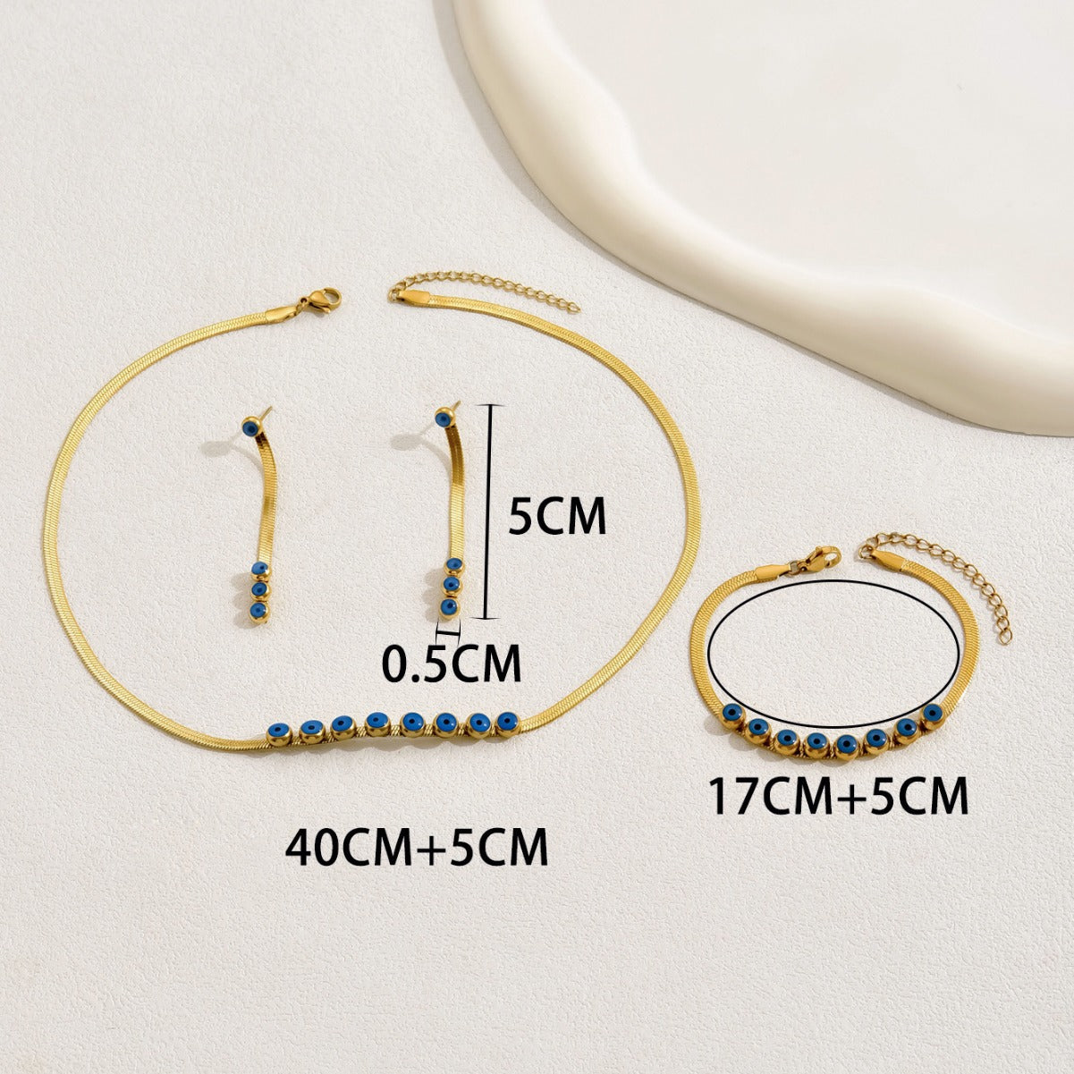 Conjunto de collar, aretes y pulsera con baño de cobre, estilo vintage y minimalista para mujer, con diseño de colgante geométrico redondo y ovalado
