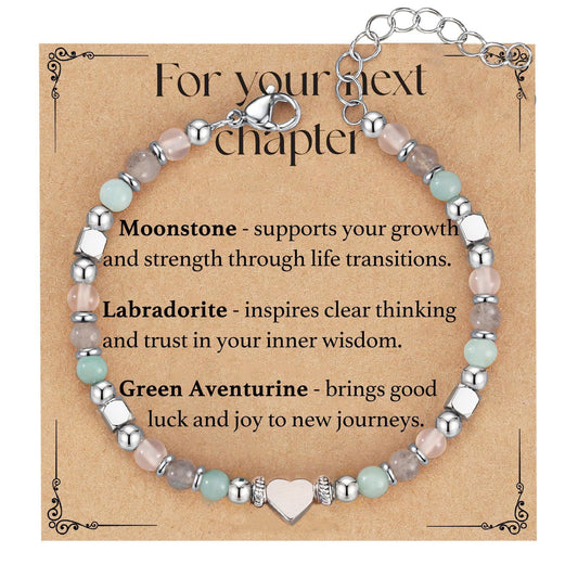 Fashion Natural Stone Evil Eye Heart Geometric Stainless Steel Bracelet Unisex Gift